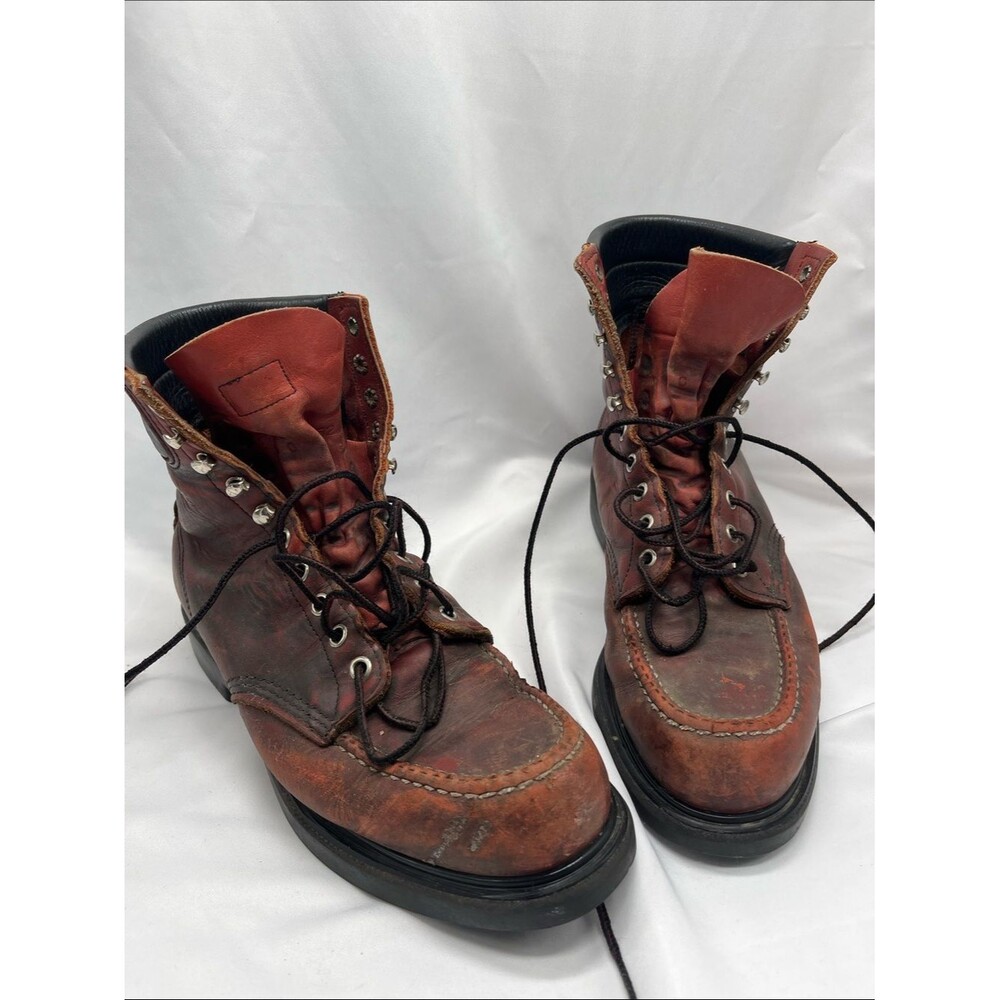 Vintage Red Wing Moc Toe Supersole Work Boots Leather